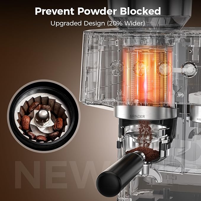 COWSAR 20 Bar Espresso Machine with Grinder & Milk Frother-Black