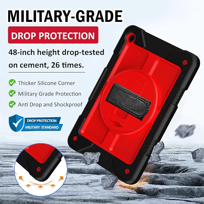 BMOUO for Samsung Galaxy Tab A9+ Plus Case 11 2023 (SM-X210/X216/X218) Shockproof Galaxy Tab A9 Plus Case with Rotating Stand and Hand/Shoulder Strap Black