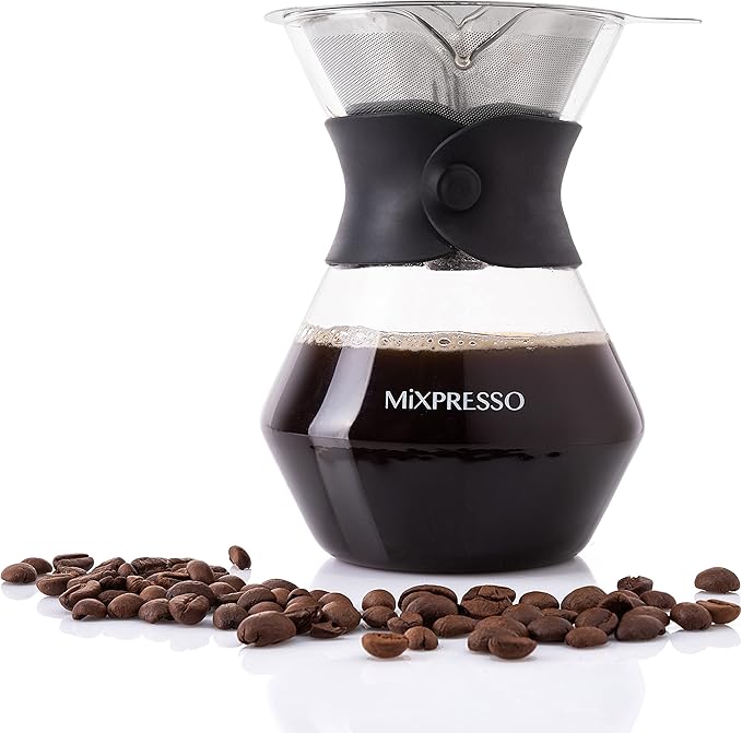 Mixpresso Pour Over Coffee Maker, Glass Carafe with Coffee Dripper, 13.5 Oz