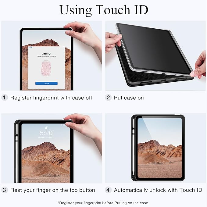 Antbox Case for iPad (A16) 11th (11'')/ 10th Generation (10.9'') Black | High Grade Skin-Touch Vegan Leather Built-in Pencil Holder Auto Sleep/Wake Function