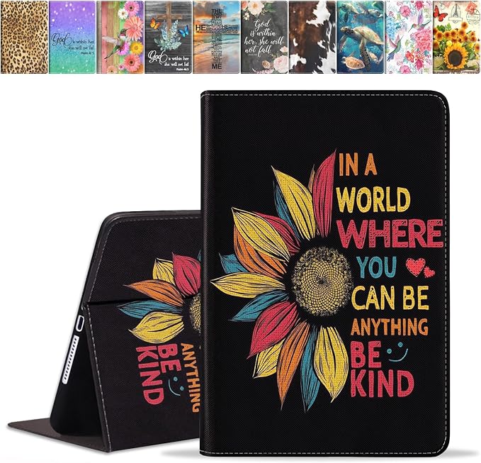 Case for iPad (A16) 11th Generation 11 Inch 2025 iPad 10th Generation 10.9 Inch 2022 Premium PU Leather Stand Folio Cover with Auto Sleep/Wake American Flag Sunflower and Cow