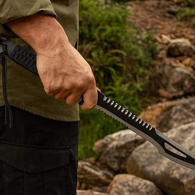 SZCO Supplies 25” Cord-Wrapped Handle Fantasy Outdoor Machete with Nylon Sheath 926956 Black