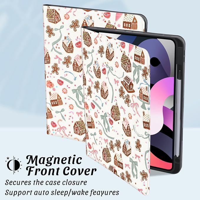 Cute Maple Bear Case for 10.2 iPad 2019/2020/2021(7th/8th/9th Gen) with Pencil Holder Auto Wake/Sleep Leather Soft TPU Back Cover for Women Girls