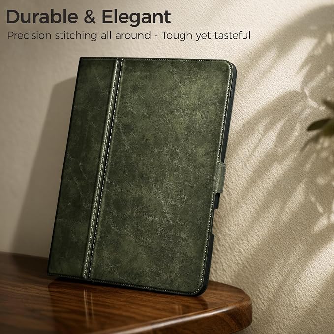 for iPad Pro 13 Inch Case M5/M4 (2025/2024) Black | Slim LightweightPremium Vegan Leather CoverPencil HolderAuto Sleep/WakeMulti Viewing AngleTyping AngleMagnetic Clasp