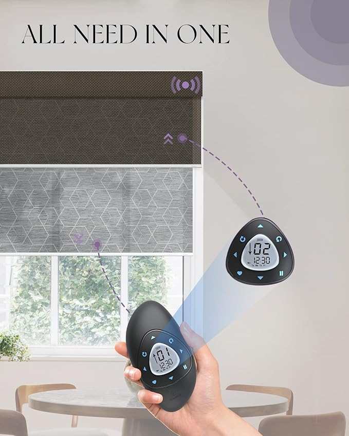 Graywind Motorized Dual Shades for Windows Smart Double Blinds Blackout, Light Filtering or Solar Motorized Blinds with Remote Alexa Google Control Day Night Shades, Custom Size (Custom Fabric)