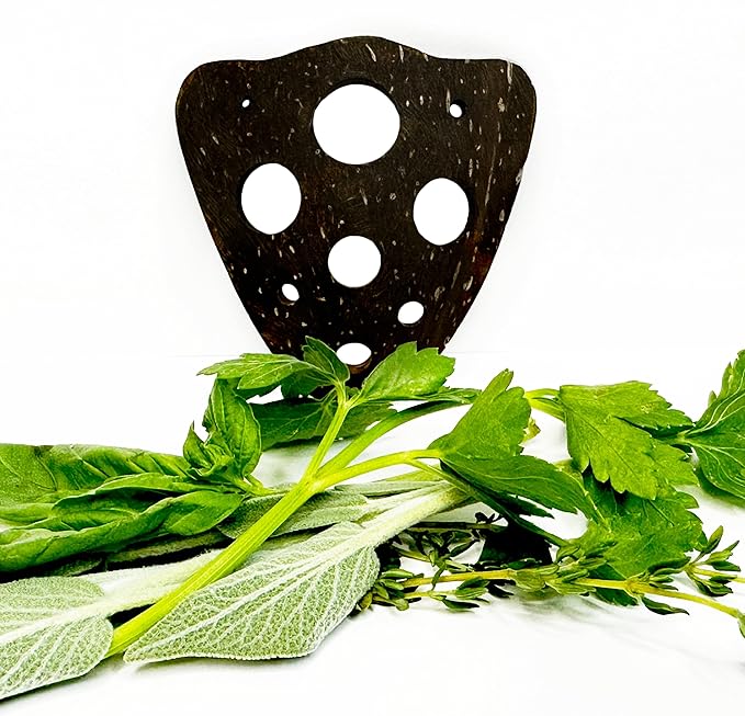 All-Natural Herb Stripper Tool for Fresh Herbs | 9-Hole Kale, Rosemary and Thyme Peeler | Eco-Friendly Kitchen Gadget | Metal & Plastic Free Herb Stripping Tool for Cilantro, Basil, Chard & More
