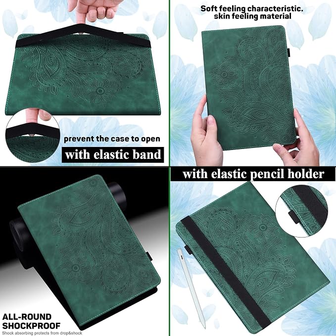for Apple iPad 10.2 Case 9th/8th/7th Generation Cover (2021/2020/2019) with Auto Wake/Sleep Ultra Thin Lightweight Trifold Stand Folio PU Leather &amp Hard Back Hybrid Cover Almond Blossom