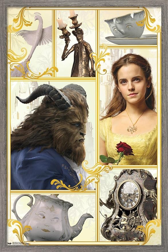 Trends International Disney Beauty And The Beast - Group Wall Poster, 22.375" x 34", Barnwood Framed Version
