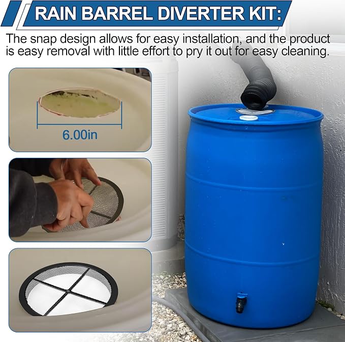 Rain Barrel Screen for Rain Barrel, 6 Inch Rain Barrel Cover for Rain Water