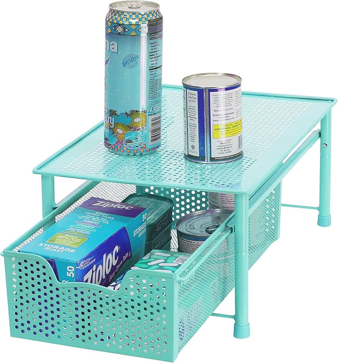 Simple Houseware Stackable Cabinet Basket Drawer Organizer, Turquoise