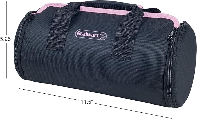 86-Piece Tool Set - Household Tool Kit with Screwdrivers, Pliers, Wrenches, Clamps, and Roll-Up Bag - For the Home, Office, or Car by Stalwart (Pink)