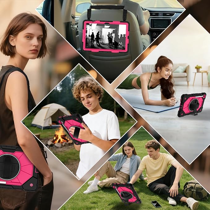 Case for Samsung Galaxy Tab S10 Lite/S10 FE/S9 FE /S9 Tablet Case 10.9/11 Inch with Rotate Stand &amp Hand Strap Screen Protector Pen Holder for Galaxy Tab S10 FE Cases Black