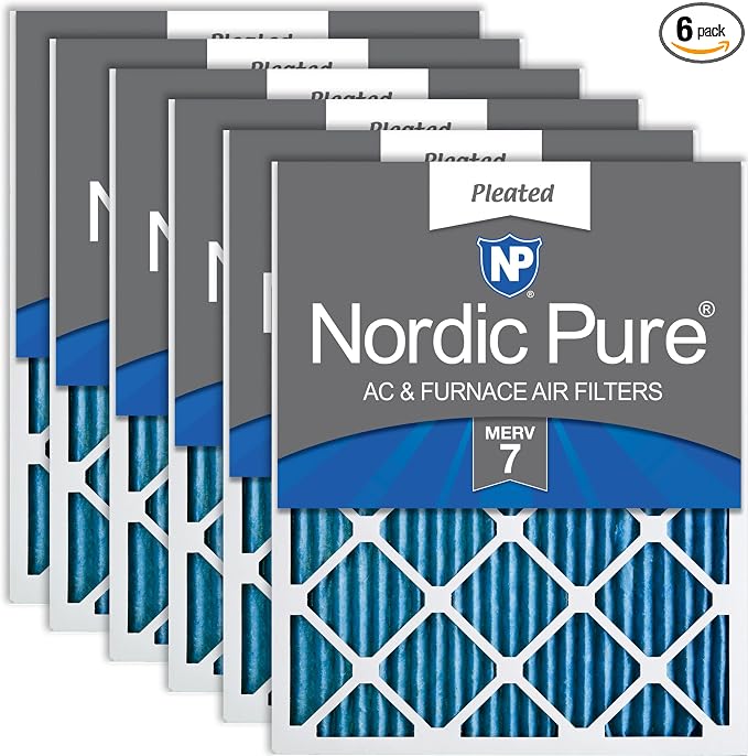Nordic Pure 16x30x1 Pleated MERV 7 Air Filters 6 Pack