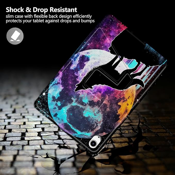 Astronaut Mushrooms Pattern Case for iPad 10.2 iPad 9th Generation 2021/ iPad 8th Generation 2020/ iPad 7th Generation 2019360 Degree Rotating Stand Protective Cover with Auto Sleep/Wake