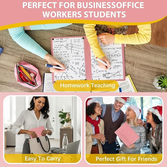 Feifeiya 6 Sides Dry Erase Notebook Portable Whiteboards Notebook 12"x9"(a4) Small Reusable Whiteboard Notepad Foldable Anti-ghosting Surface, Travel White Board for Office Study Meeting Planning