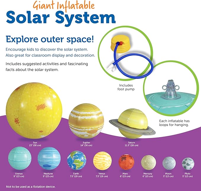 Learning Resources Giant Inflatable Solar System - Project Kit, Space and Planet Model, Constellation Classroom Globe, STEM Science Projects Gifts, Preschool , Teacher Must Haves
