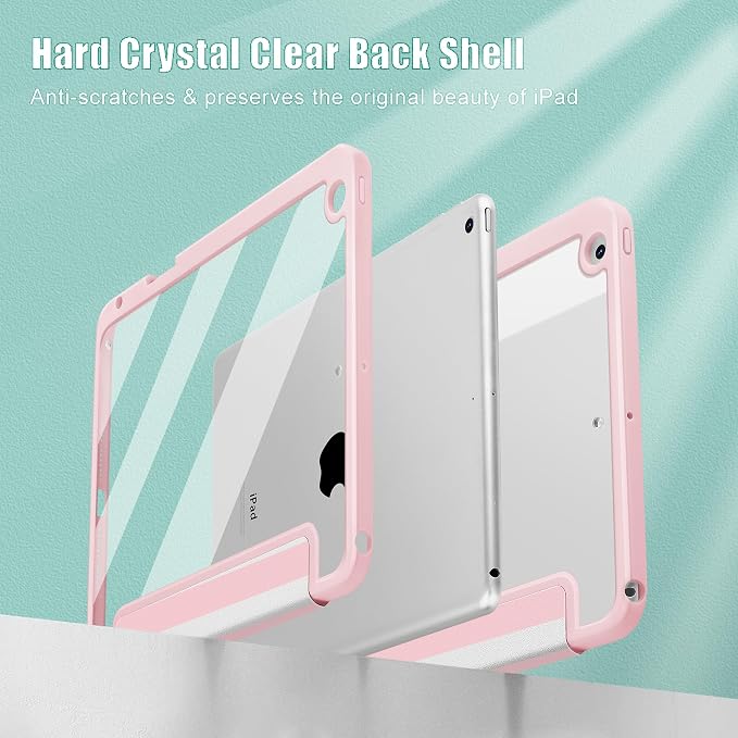 Tuiklol for iPad 10.2 inch 9th / 8th / 7th Gen 2021 2020 2019 Release Case | Built in Pencil Holder - TPU Protection Trifold Stand Stand Clear Back Tablet Cover With Auto Wake/Sleep Blue berries