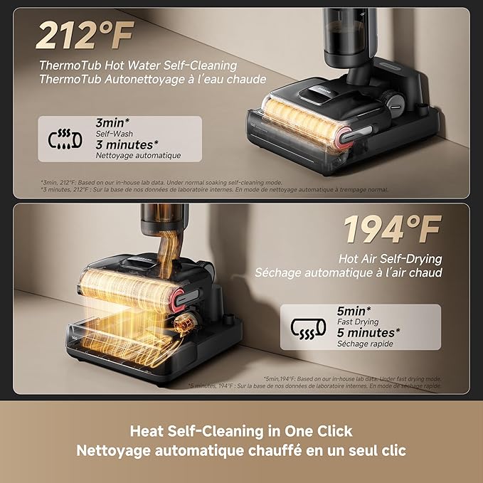 DREAME H15 Pro CarpetFlex Cordless Vacuum Mop, Wet Dry Vacuum Cleaner with Dual Brushes for Hard Floors & Carpet, Tangle-Free Hair-Cutting, 23kPa Suction, 180° Lie-Flat Floor Washer, 194°F Fast Drying