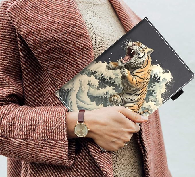 Case for Amazon Kindle Fire HD 10 Tablet (10.1 inch 9th/7th Generation 2019/2017 Release) Slim PU Leather Stand Folio Cover with Auto Wake Sleep Abstract Paint Butterfly