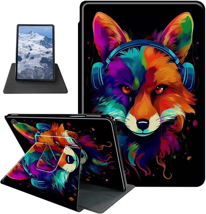 American Flag Deer Pattern Case for All-New Amazon Kindle Fire 7 Inch Tablet (9th/7th/5th Generation 2019/2017/2015 Release)360 Degree Rotating Stand Protective Cover with Auto Sleep/Wake