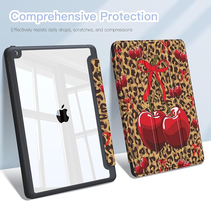 Teryeefi for iPad 10.2 case 2021 20202019 Release 7th 8th 9th Generation Built in Pencil Holder - Stand-Auto Wake/Sleep TPU &amp Hard Stand Clear Back Cover for 10.2 iPad (Black Bow)