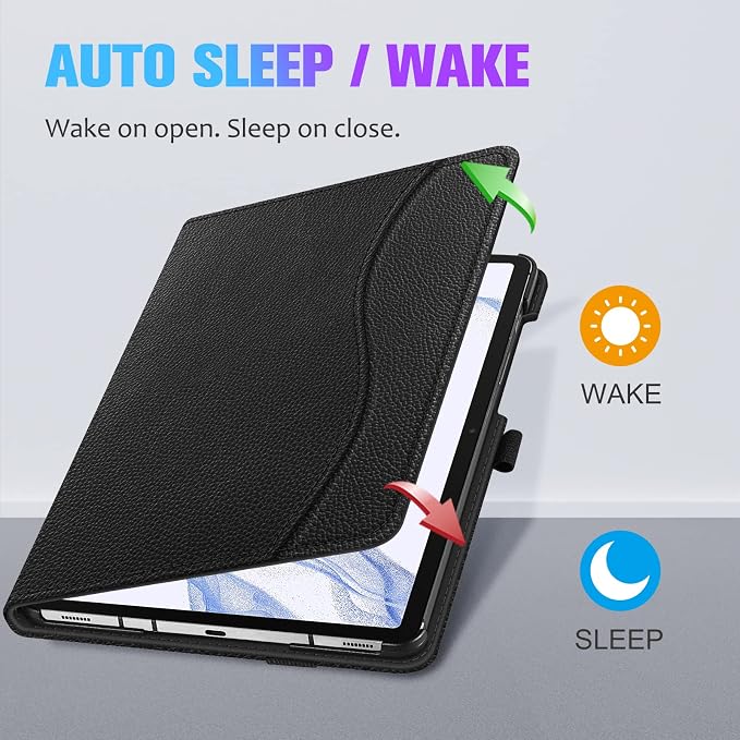 Fintie Multi-Angle Viewing Case for Samsung Galaxy Tab S8/S7 11 Inch | Front Card Pocket 3 Viewing Angles S Pen Protection Auto Wake/Sleep Black