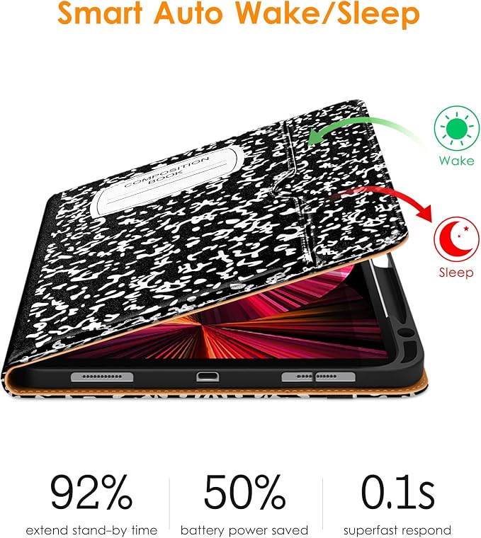 DTTO Case for iPad Pro 11 Inch 4th / 3rd / 2nd / 1st Generation 2022/2021/2020/2018Premium PU Leather Folio Stand Cover with Hand Strap Auto Wake/SleepMultiple Viewing Angles Black