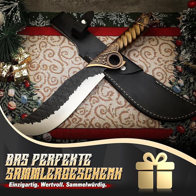 Purple Dragon Heavy Duty Machete for Cutting Trees – Japanese Forged Survival Machete with Tiger Head Handle, Gardening Machetes with Leather Sheath, Yard Work & Outdoor Camping Machetes