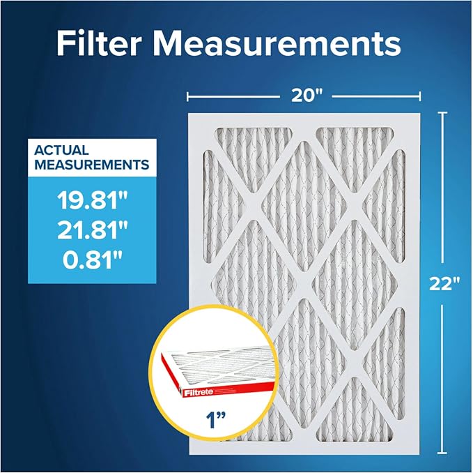 Filtrete 20x22x1 AC Furnace Air Filter, MERV 11, MPR 1000, Micro Allergen