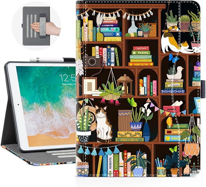 Vimorco for iPad 9th/8th/7th Generation Case 10.2-inch Pencil Holder/Pocket | for iPad Air 3rd Generation Case 10.5-inch for iPad Pro 10.5 Inch Cases Hand Strap Adjustable Angle Beach Path Scenery