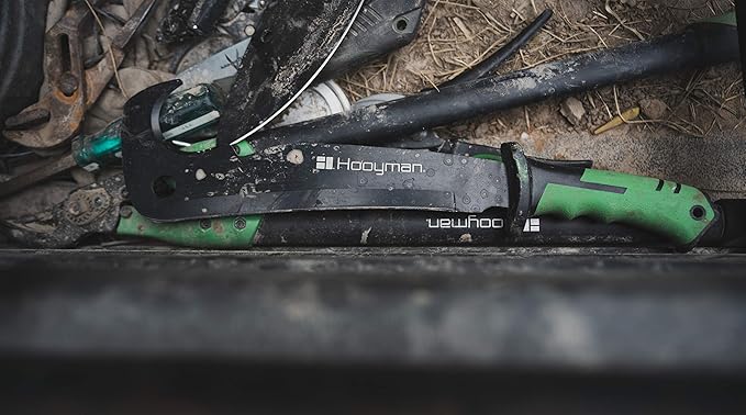 Hooyman Hook ‘em Machete with Heavy Duty Construction, Ergonomic No-Slip Handle and Belt Sheath for Gardening, Land Management, Bushcraft, Hunting and Outdoor,Black/Green