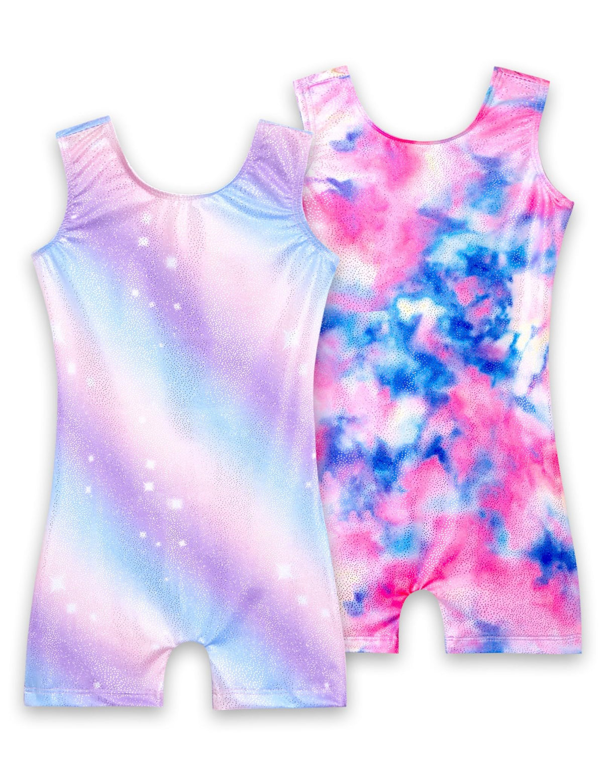 Nokecina Gymnastics Leotards for Girls Size 3t 4t 2-Pack Colorful Stars