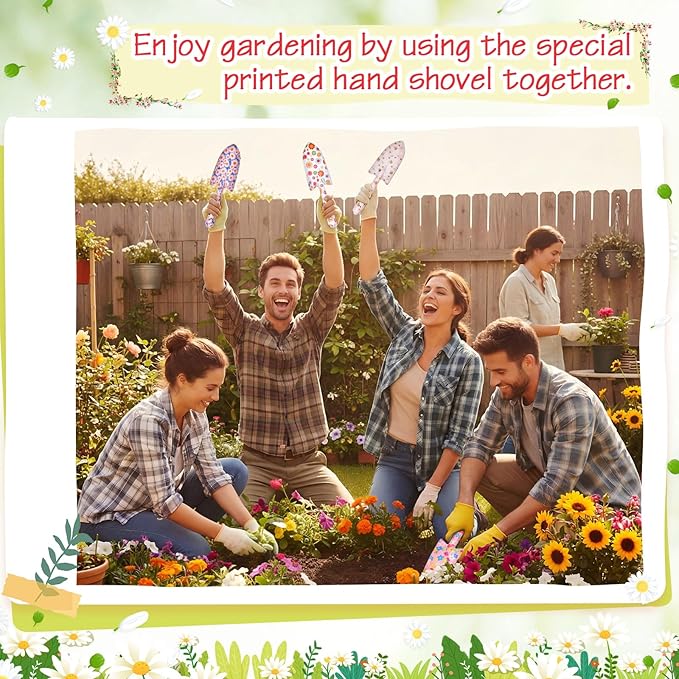24 Pcs Floral Garden Shovels Bulk Gardening Gift for Women Heavy Duty Garden Tools Floral Hand Shovel for Mom Employees Birthday Thank You Gifts(Pink Flowers)