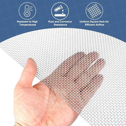 uxcell 8 Mesh 39" x 10" Woven Wire Mesh, 316 Stainless Steel Air Vent Filter