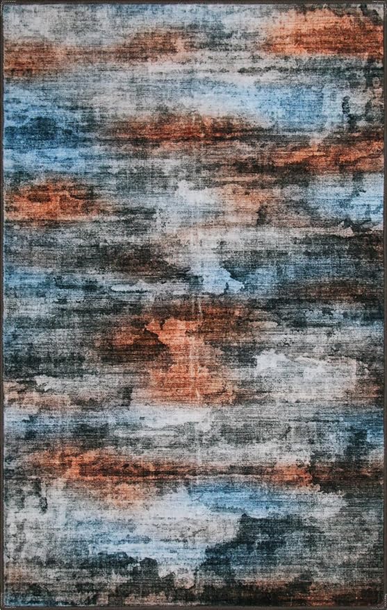 WILLSUN Washable Area Rugs, 2x3 Non-Slip Boho Small Area Rugs for Entryway, Kitchen, Bathroom, Machine Washable Vintage Rug, Indoor Floral Print Carpet for Home Decor, Kid & Pet Friendly Mat
