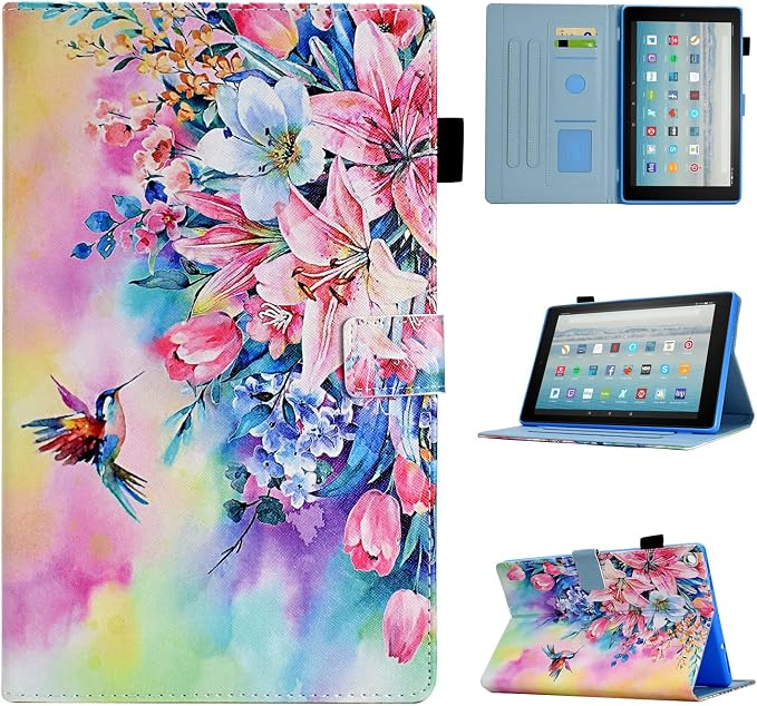Case for Fire HD 10 Tablet 9th/7th/5th Gen 2019/2017/2015Cute Cat | Slim Durable Foldable Stand PU Leather Pencil Holder Card Slot Auto Wake，Sleep