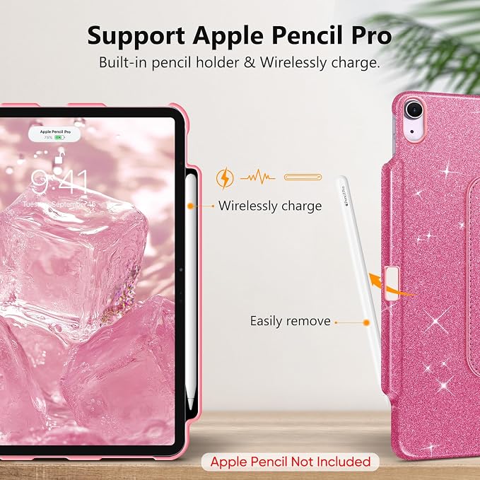 Fintie Rotating Case for iPad Air 13-inch M4/M3/M2 (2026/2025/2024) | 360° Swivel Stand Landscape &amp Portrait Viewing Shockproof Protective Cover Pencil Holder Auto Sleep/Wake Black