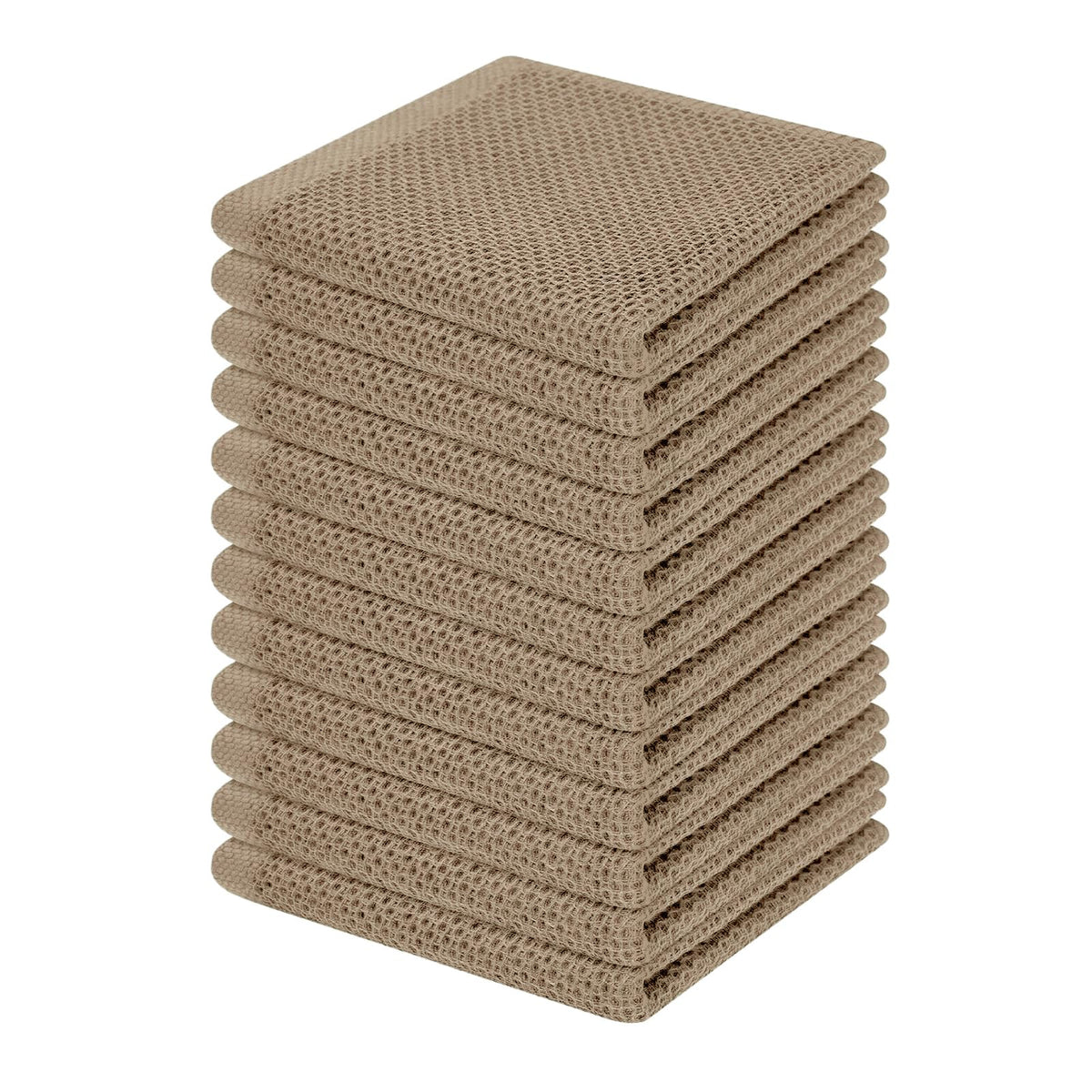 Homaxy 100% Cotton Waffle Weave Kitchen Dish Cloths 12-Pack, Coffee