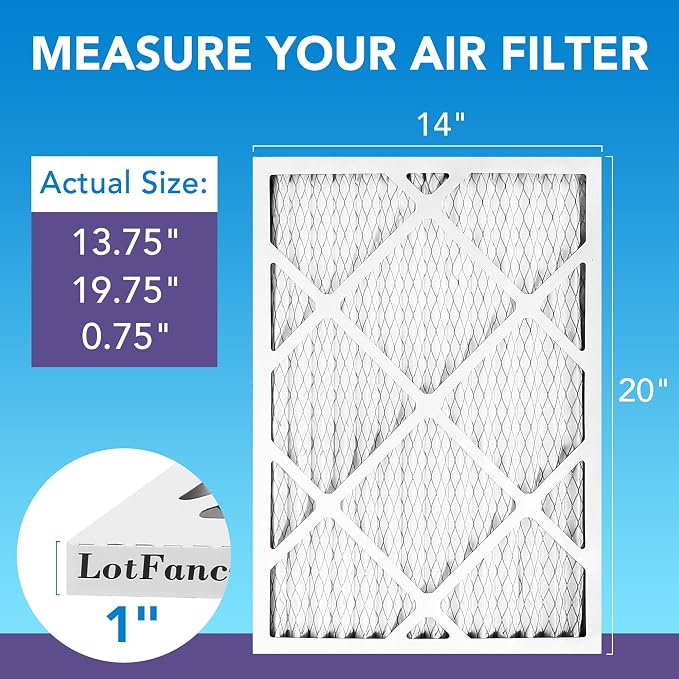 LotFancy 14x20x1 Air Filter MERV 11 4-Pack, Electrostatic Pleated AC Furnace