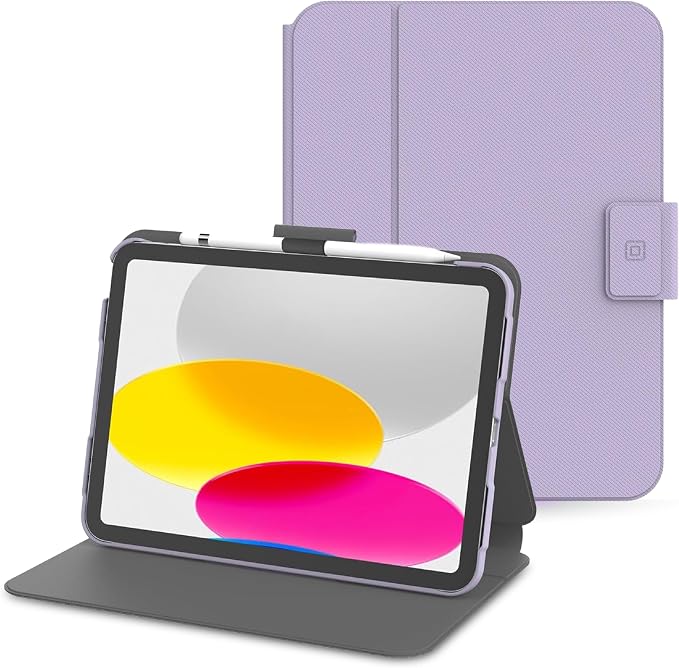 Incipio - SureView Protective Folio Case for iPad 10th Gen Lightweight Slim Cover with Adjustable Stand Scratch Protection (Black)