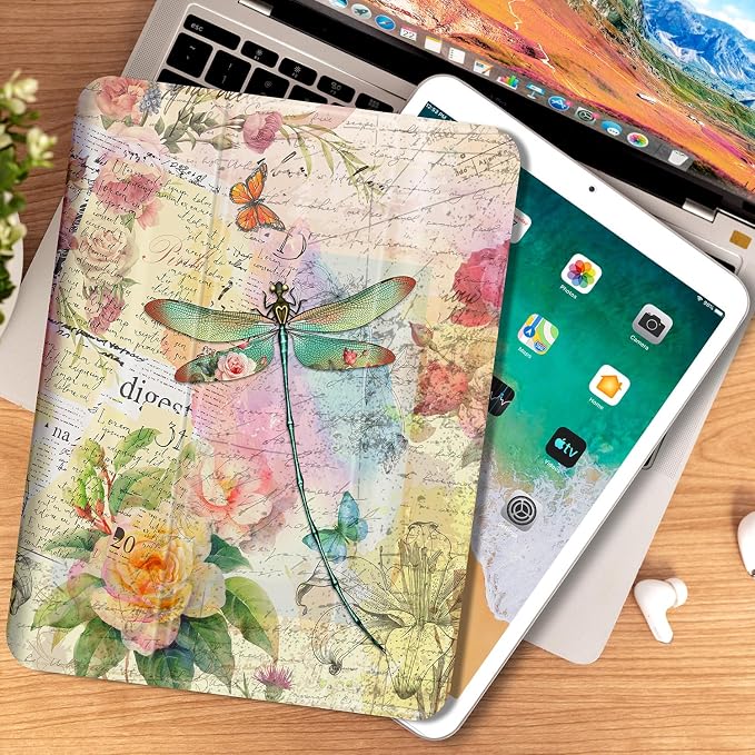 Vimorco for iPad 5th/6th Generation Case 9.7 Inch 2017/2018 for iPad Air 1/2 Case 2013/2014 Pencil Holder/2 Viewing Stands/Typing Stand/Slim Cover for iPad 5/6 Gen Blue Flower Floral