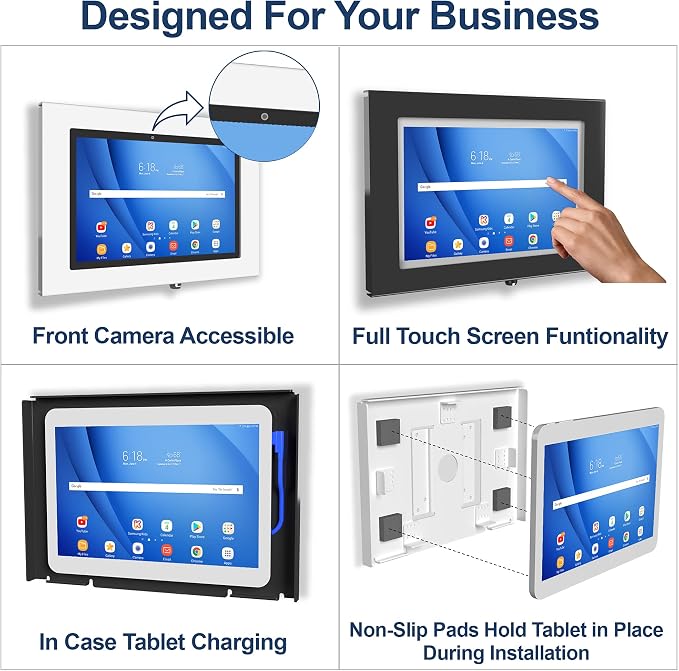 Locking Anti-Theft Metal Case for Samsung Galaxy TAB 3 4 10.1 Tablet for Kiosk POS Store Show Display Time Clock (TAB 3/4 10.1 Black)