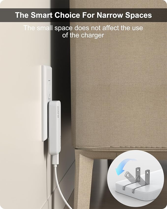 3-Port Flat USB C Wall Charger 30W Max Type-C Fast Charging Block | Dual USB-C 1 USB-A PD 25W Fast Charging Slim Body Foldable Plug for IPad Pro Tablets iPhone 17/16/15 Series Galaxy