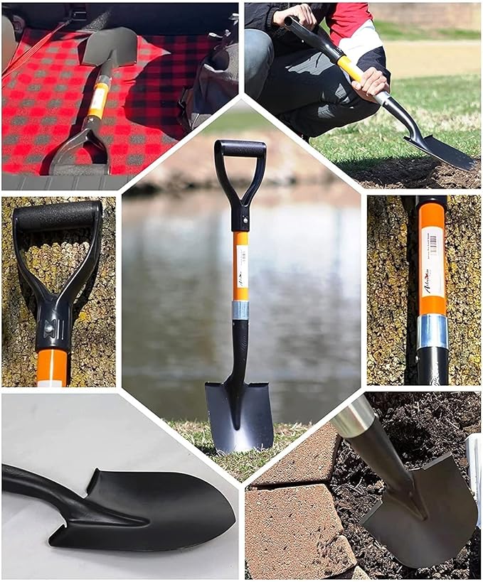 Ashman Round Shovel (Medium) – (2 Pack) – 27 Inches in Length, Durable Handle, Round Shovel with Comfortable Grip with a Sturdy Blade, Multipurpose Premium Round Point Blade Shovel.