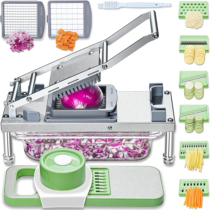 Vegetable Chopper Veggie Cutter Onion Food Dicer with Container 8 Blades