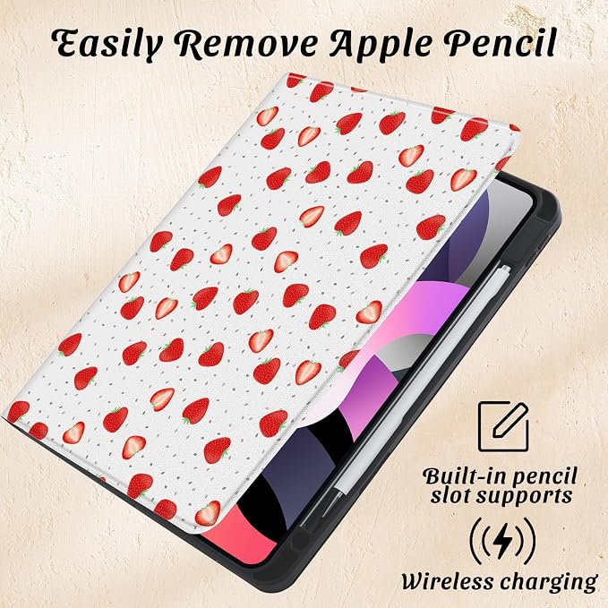 Cute Maple Bear Case for 10.2 iPad 2019/2020/2021(7th/8th/9th Gen) with Pencil Holder Auto Wake/Sleep Leather Soft TPU Back Cover for Women Girls