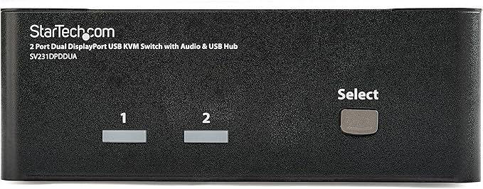 StarTech.com Dual Monitor DisplayPort KVM Switch - 2 Port - USB 2.0 Hub - Audio and Microphone - DP KVM Switch , TAA (SV231DPDDUA)