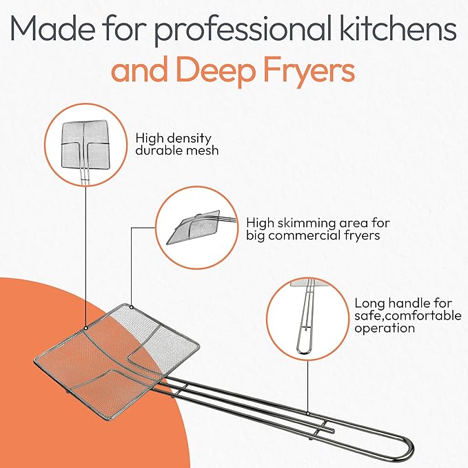 Wire Mesh Strainer with Handle, 2-Pack Deep Fryer Skimmer Cuisine Ready