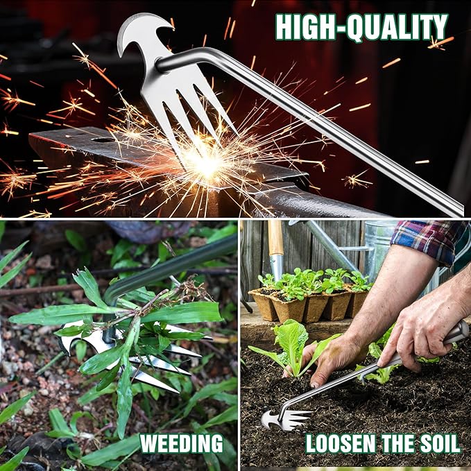 Weeder Tool, 2025 New Portable Weeder Tool with Stainless Steel, Garden Tool for Planting and Weeding, Crack Weeder Tool, Weed Discharge Tool for Farms and Backyards