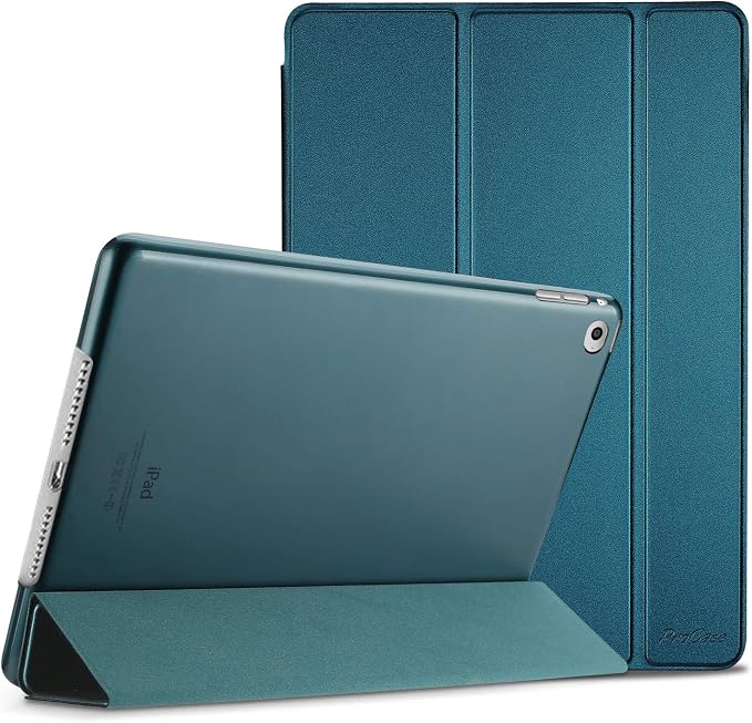 ProCase Slim Stand Case for iPad Air 2nd Gen 2014 Black | Fits Models A1566 / A1567 Ultra Slim Lightweight Protective Shell Translucent Frosted Back